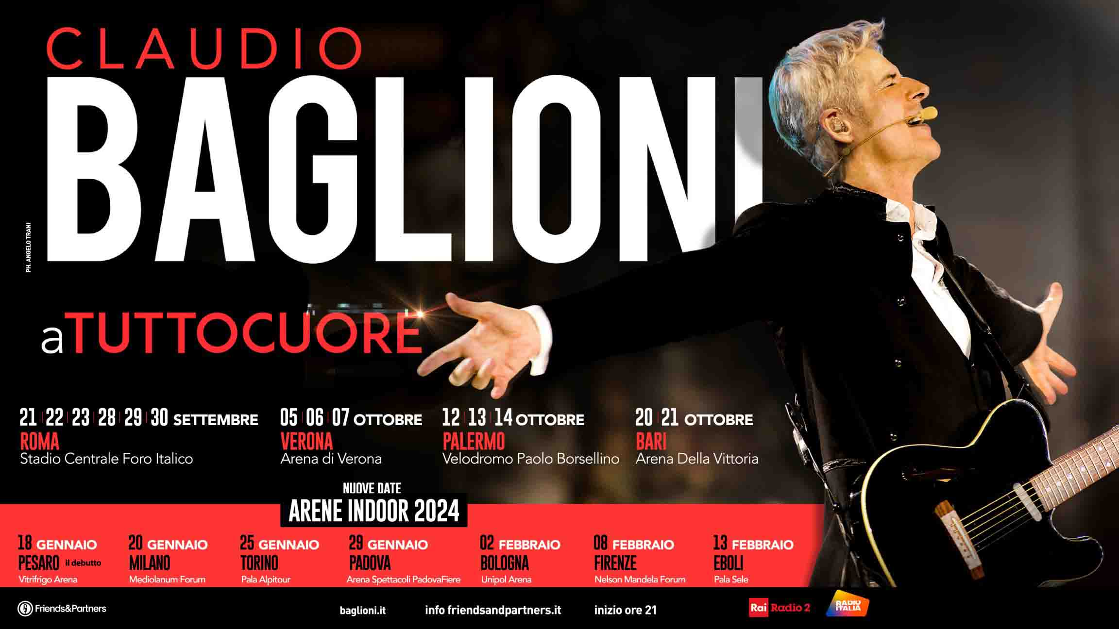 Il cartellone ufficiale del nuovo show di Claudio Baglioni