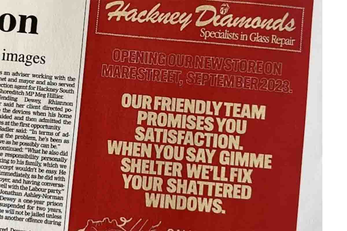 La pubblicità del nuovo disco dei Rolling Stones sulla Hackney Gazette
