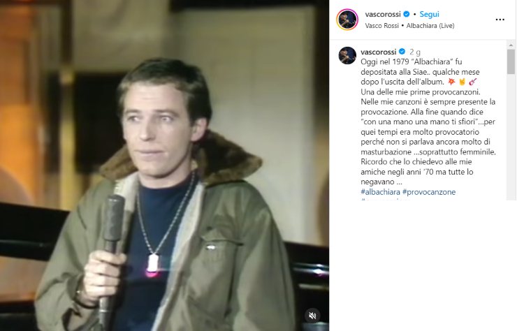 vasco rossi albachiara video passato