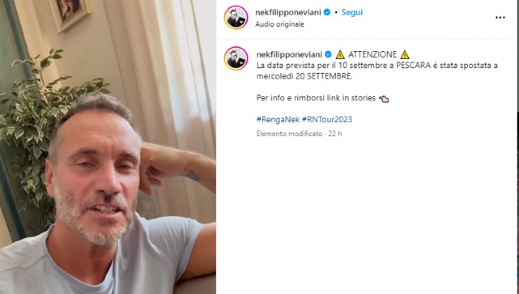Nek nuova data concerto