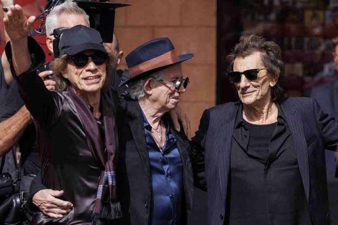 Da sinistra Mick Jagger, Keith Richards e Ronnie Wood al loro arrivo ad Hackney