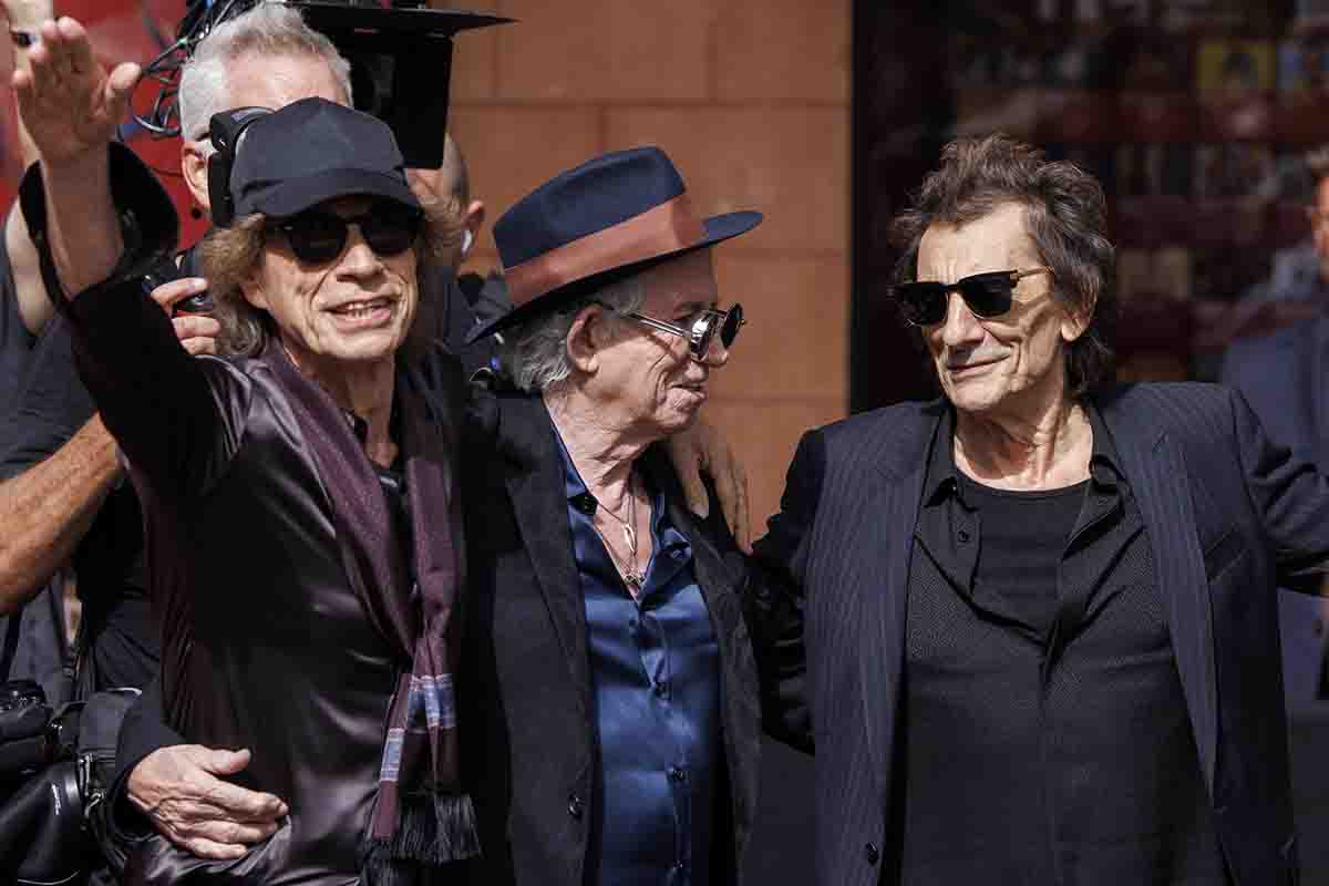 Da sinistra Mick Jagger, Keith Richards e Ronnie Wood al loro arrivo ad Hackney