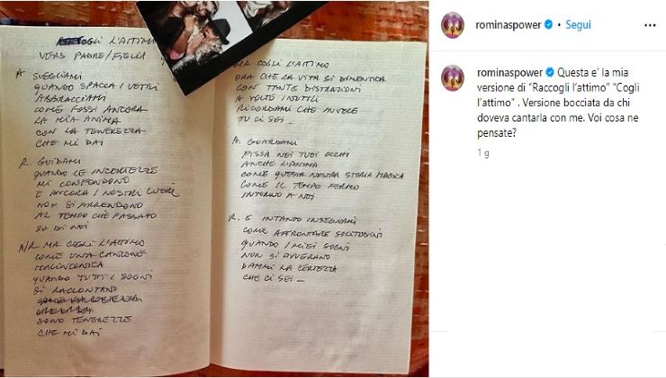 Romina Power post Ig