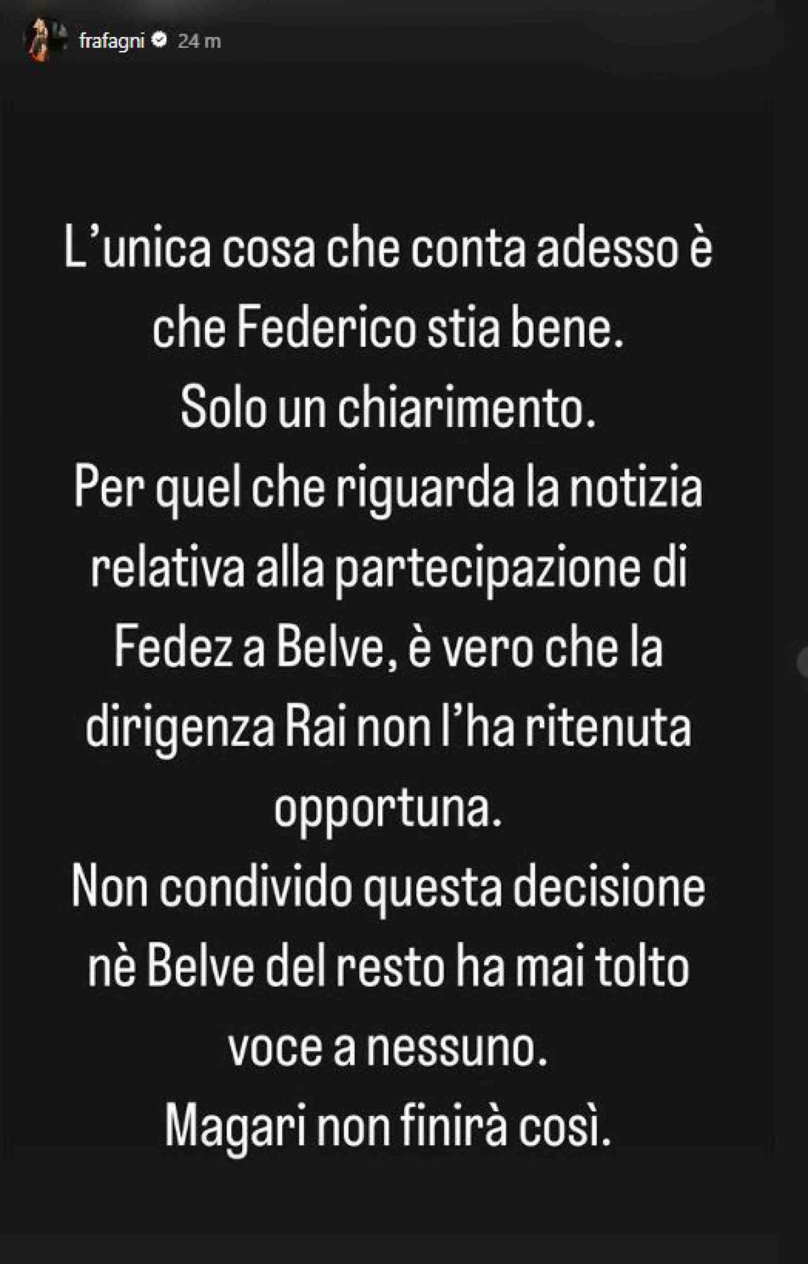 Il messaggio di Francesca Fagnani sulla mancata presenza di Fedez a Belve