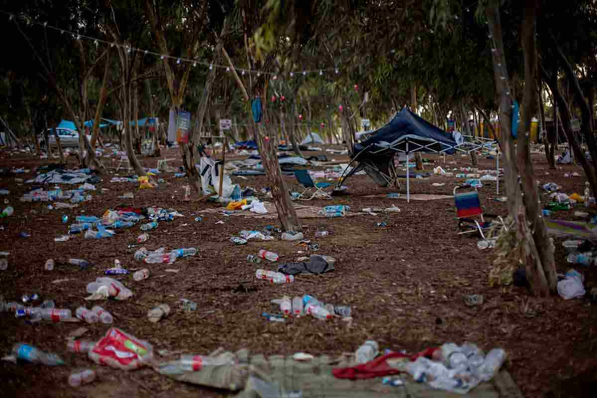 L'area del Festival Supernova subito dopo l'attacco di Hamas